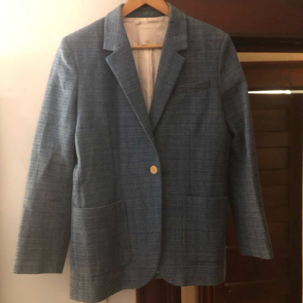 Sandro Textured Blue Single-Button Blazer